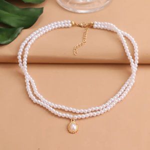 Double Layer Pearl Pendant Necklace